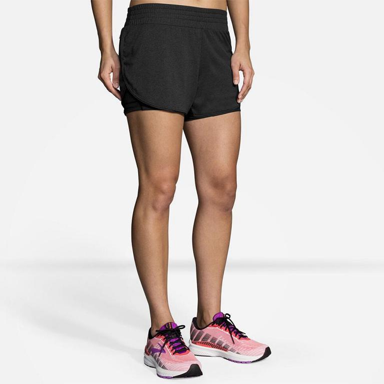 Brooks Rep 3 2-in-1 Womens Running Shorts - Grey - Indonesia (LVMB-85019)